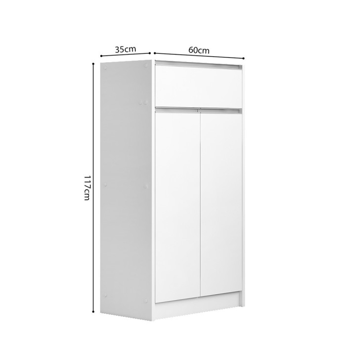 Meuble à chaussures PARRA, 2 portes et 1 tiroir coloris blanc