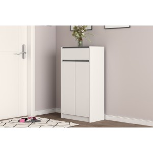 Meuble à chaussures PARRA, 2 portes et 1 tiroir coloris blanc