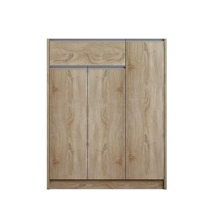 Meuble à chaussures PARRA, 3 portes et 1 tiroir coloris chêne sonoma