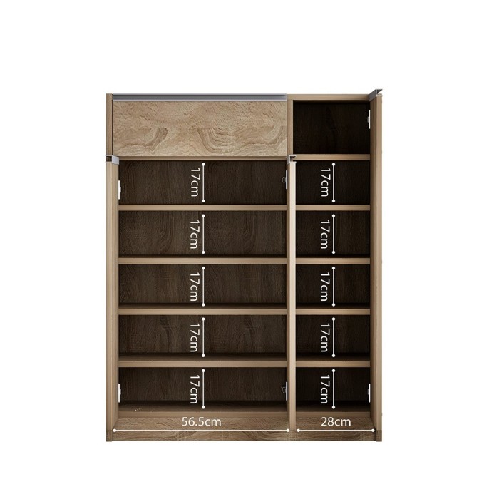 Meuble à chaussures PARRA, 3 portes et 1 tiroir coloris chêne sonoma