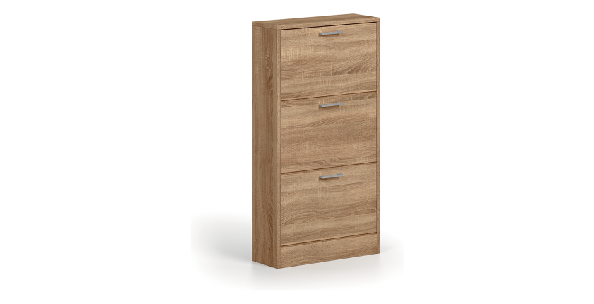 Meuble à chaussures vertical ERA, 3 tiroirs coloris chêne sonoma