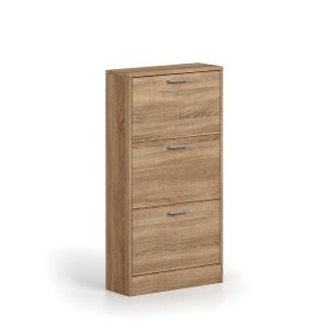 Meuble à chaussures vertical ERA, 3 tiroirs coloris chêne sonoma