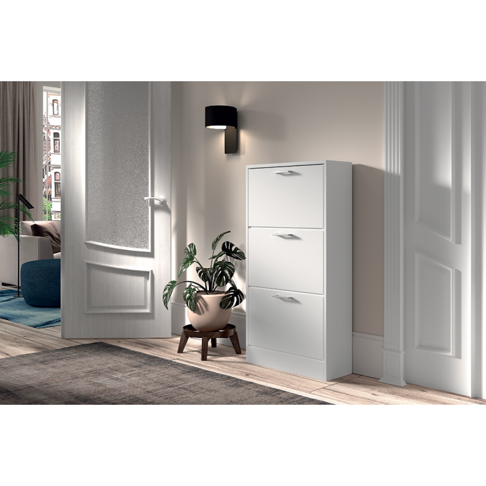 Meuble à chaussures vertical ERA, 3 tiroirs coloris blanc