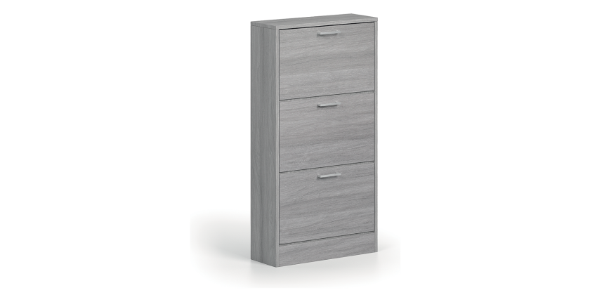 Meuble à chaussures vertical ERA, 3 tiroirs coloris chêne gris