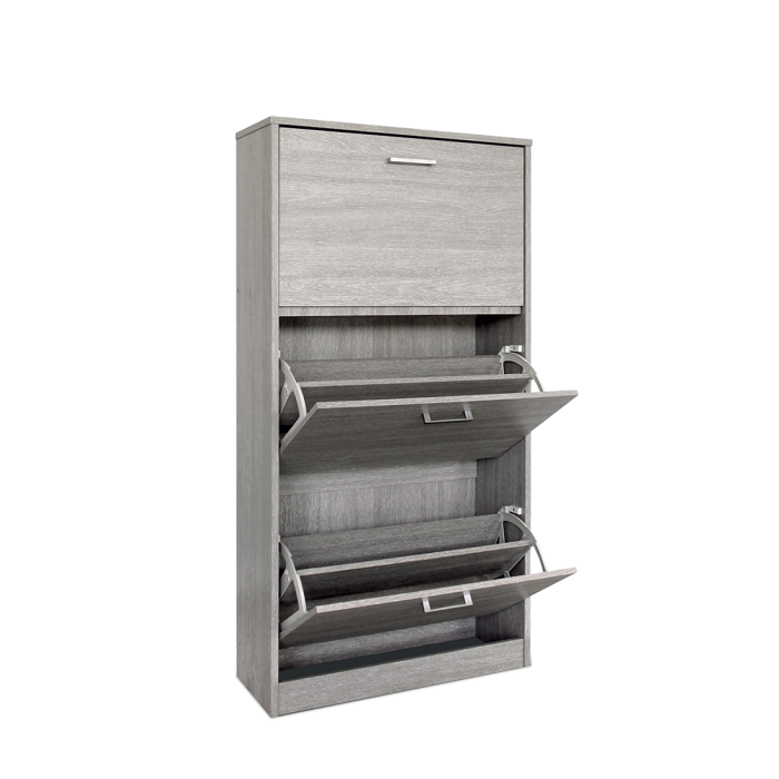 Meuble à chaussures vertical ERA, 3 tiroirs coloris chêne gris