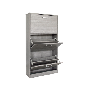 Meuble à chaussures vertical ERA, 3 tiroirs coloris chêne gris