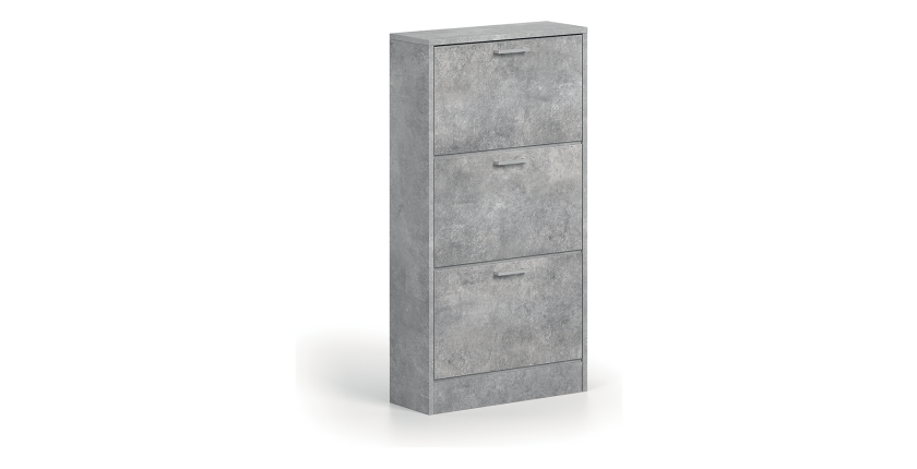 Meuble à chaussures vertical ERA, 3 tiroirs coloris gris béton