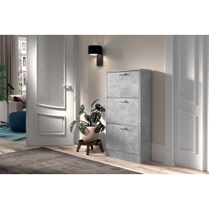 Meuble à chaussures vertical ERA, 3 tiroirs coloris gris béton