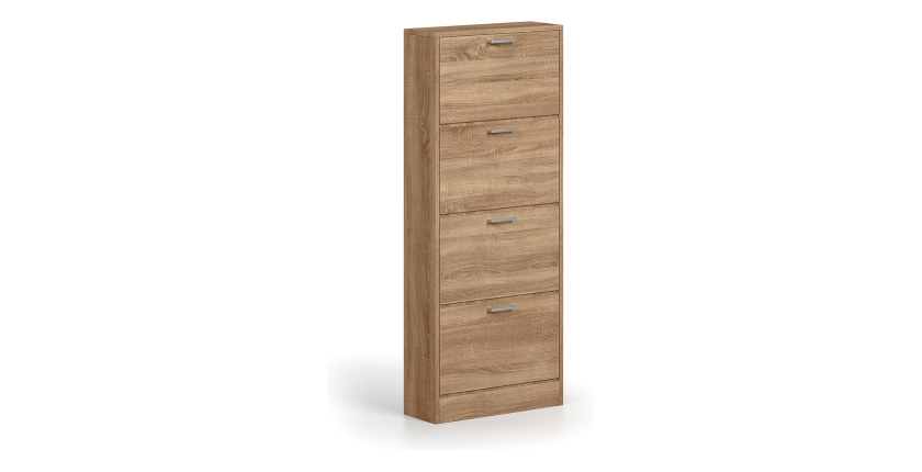 Meuble à chaussures vertical ERA, 4 tiroirs coloris chêne sonoma