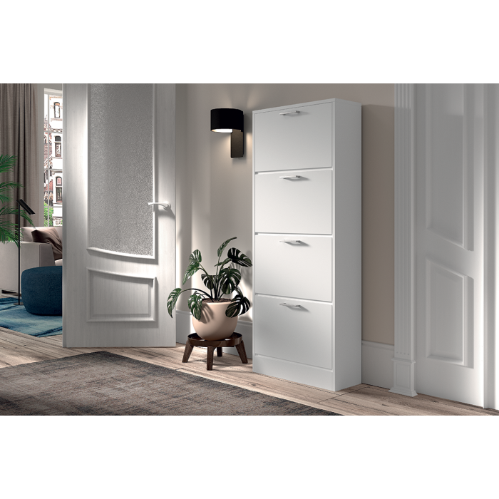 Meuble à chaussures vertical ERA, 4 tiroirs coloris blanc