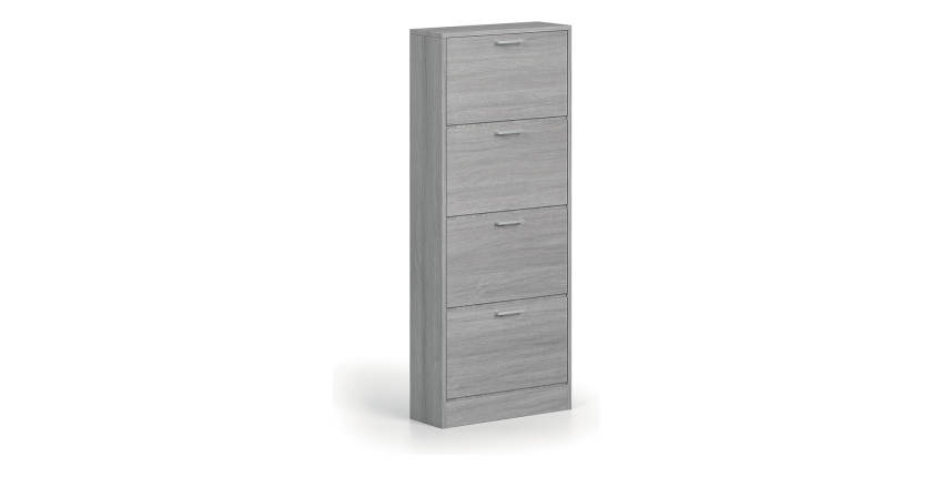Meuble à chaussures vertical ERA, 4 tiroirs coloris chêne gris