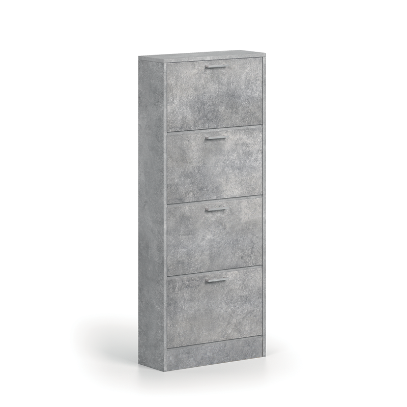 Meuble à chaussures vertical ERA, 4 tiroirs coloris gris béton