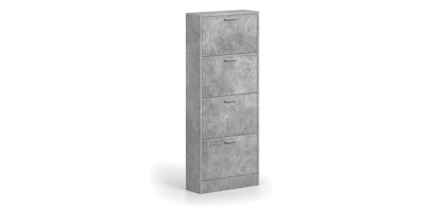 Meuble à chaussures vertical ERA, 4 tiroirs coloris gris béton