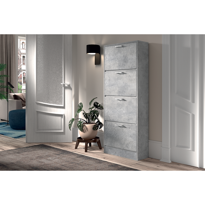 Meuble à chaussures vertical ERA, 4 tiroirs coloris gris béton