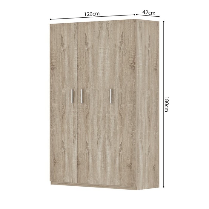 Armoire de rangement, collection TOM, 3 portes chêne sonoma