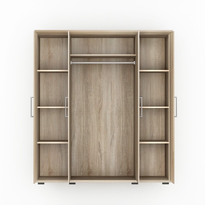 Armoire, garde-robe, collection TOM, 4 portes 160 cm, penderie intégrée chêne sonoma