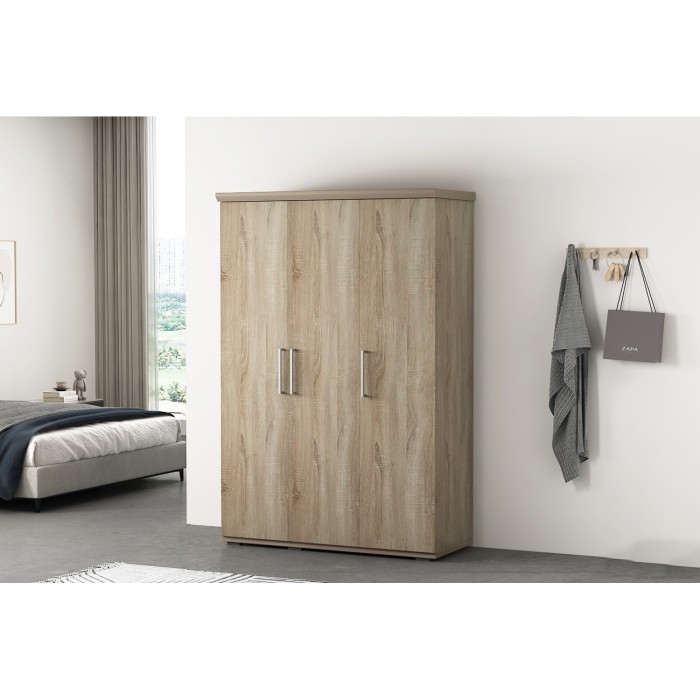 Armoire, garde-robe, collection TOM, 3 portes 120 cm, penderie intégrée chêne sonoma