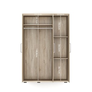 Armoire, garde-robe, collection TOM, 3 portes 120 cm, penderie intégrée chêne sonoma