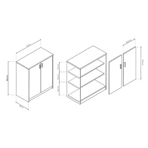 Commode TOLLY 2 portes, 85 cm coloris chêne sonoma