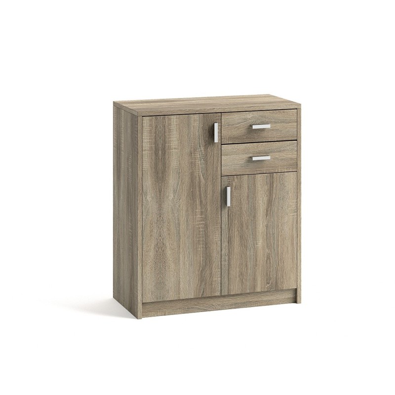 Commode  TOLLY 2 portes, 2 tiroirs, 85cm coloris chêne sonoma