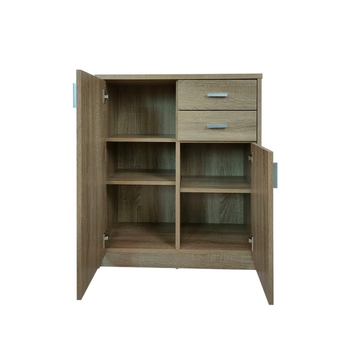 Commode  TOLLY 2 portes, 2 tiroirs, 85cm coloris chêne sonoma