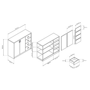Commode  TOLLY 2 portes coloris, 4 tiroirs chêne sonoma