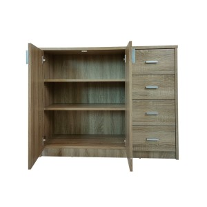 Commode  TOLLY 2 portes coloris, 4 tiroirs chêne sonoma