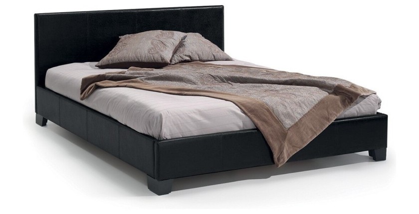 Lit double design coloris noir pour adulte collection ROMA, 160x200 cm, sommier inclus