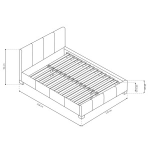 Lit double design coloris noir pour adulte collection ROMA, 160x200 cm, sommier inclus