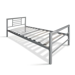 Lit en métal simple ECHO, 90x200 cm, gris brillant sommier inclus