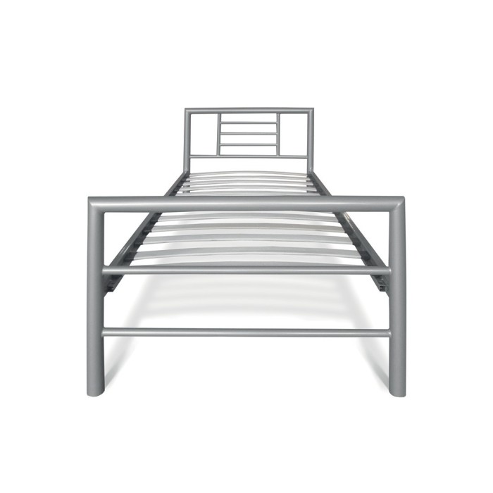 Lit en métal simple ECHO, 90x200 cm, gris brillant sommier inclus