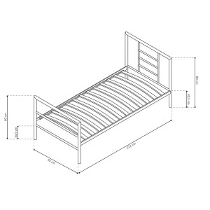Lit en métal simple ECHO, 90x200 cm, gris brillant sommier inclus