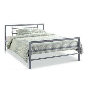 Lit en métal double ECHO, 140x200 cm, gris brillant sommier inclus