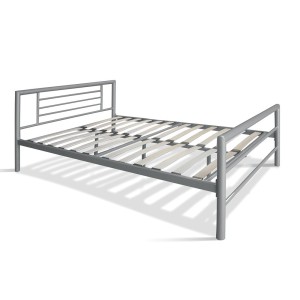 Lit en métal double ECHO, 140x200 cm, gris brillant sommier inclus