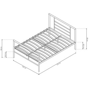 Lit en métal double ECHO, 140x200 cm, gris brillant sommier inclus