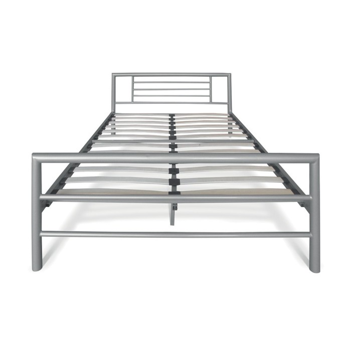 Lit en métal double ECHO, 160x200 cm, gris brillant sommier inclus