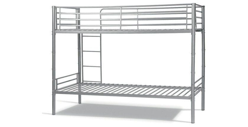 Lit en métal superposé 90x200 cm SAMMY, coloris gris