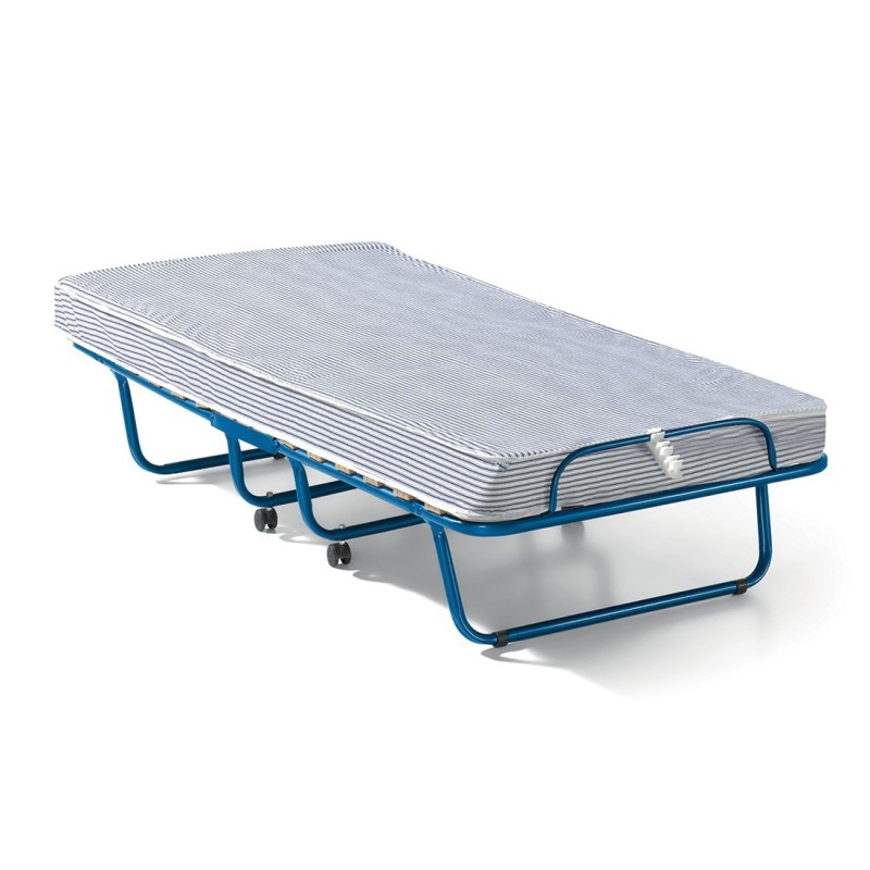 Lit pliant à roulettes en métal 80x190cm NAZARE, sommier et matelas inclus
