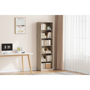 Bibliothèque design 5 étagères, coloris chêne clair collection TOLLY