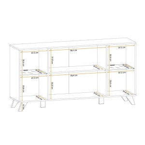 Buffet design 160cm coloris chêne et noir avec éclairage LED intégré collection NIELSEN.