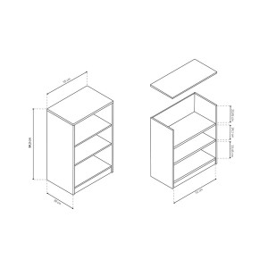 Petite bibliothèque design 2 étagères, coloris chêne clair collection TOLLY