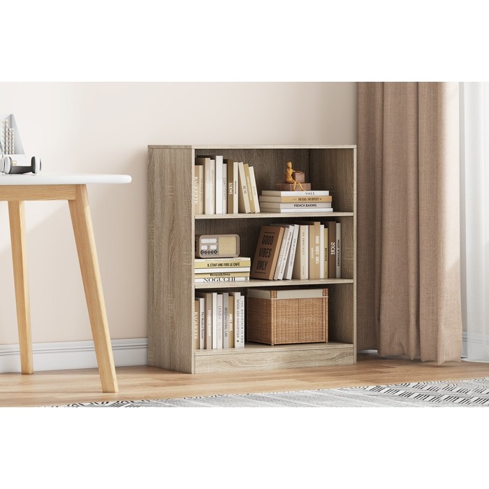 Bibliothèque large design 2 étagères, coloris chêne clair collection TOLLY