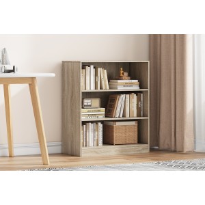 Bibliothèque large design 2 étagères, coloris chêne clair collection TOLLY