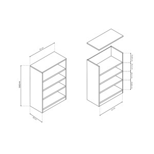 Bibliothèque  design 3 étagères, coloris chêne clair collection TOLLY