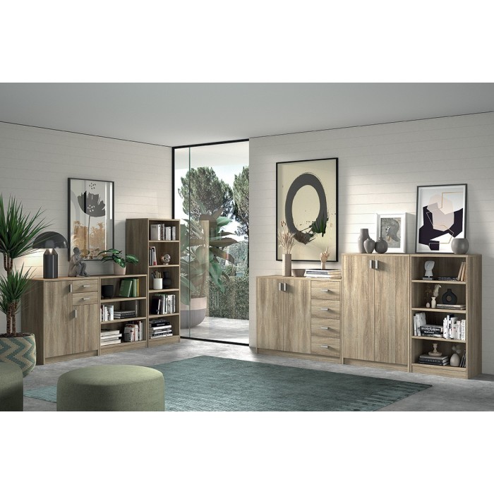 Bibliothèque  design 3 étagères, coloris chêne clair collection TOLLY