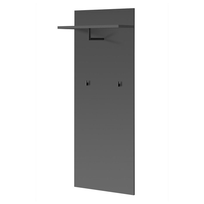 Meuble d'entrée avec meuble à chaussure, commode, miroir et penderie collection POLO Coloris gris et chêne.