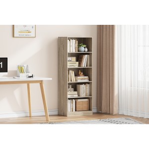 Bibliothèque design 4 étagères, coloris chêne clair collection TOLLY