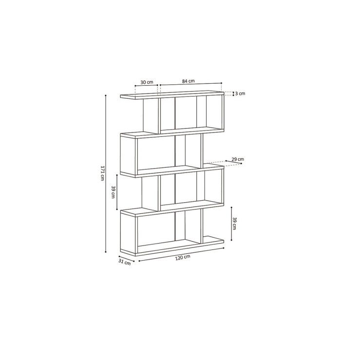 Bibliothèque large design, coloris blanc collection VIDO