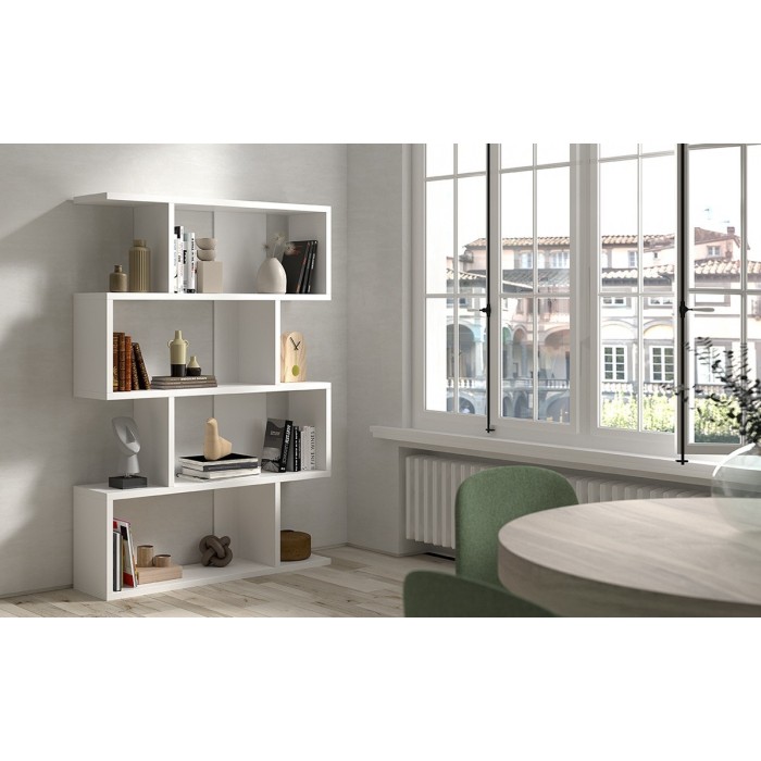 Bibliothèque large design, coloris blanc collection VIDO