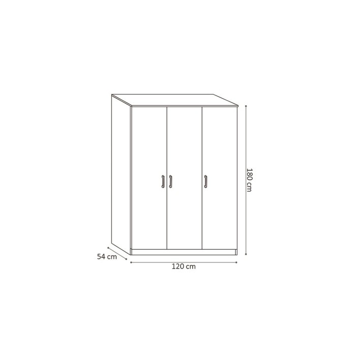 Garde Robe REY, armoire 3 portes idéal pour votre entrée, votre buanderie ou votre sdb